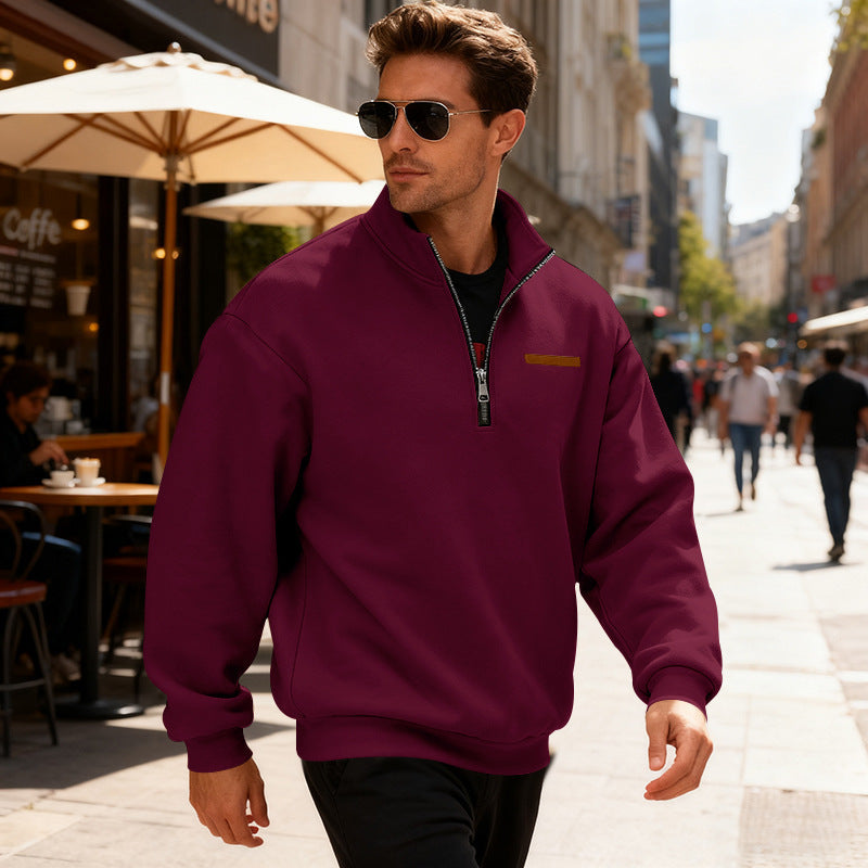 Herren Sportpullover Halbhoch Reißverschluss Modern