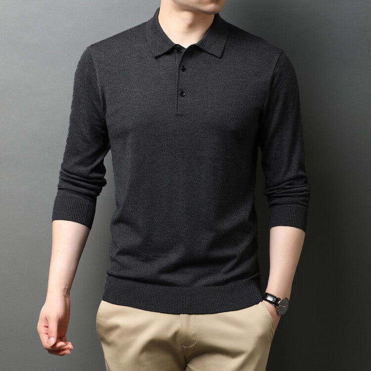 Eleganter Herren Strickpullover Polokragen Modern