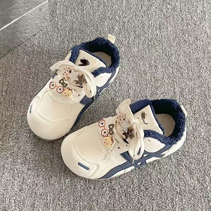 Damen Sneaker Warm Kunstfell Futter Verspielt Modisch
