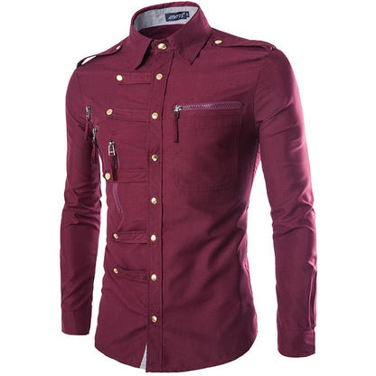 Herren Hemd Modern mit Taschen Hochwertig Elegant