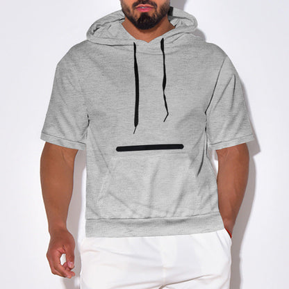 Herren Hoodie Kurzarm atmungsaktiv mit Kängurutasche Sportlich
