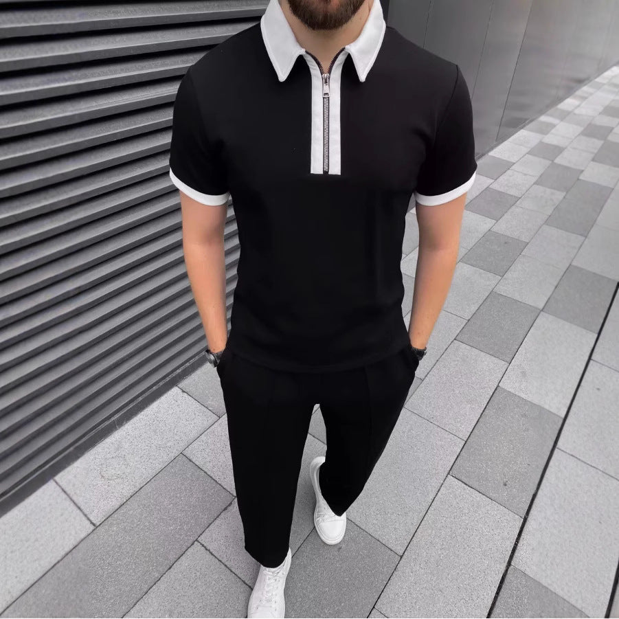 Herren Polo Set Modern Zip Up Sportlich - BerlinGlamour