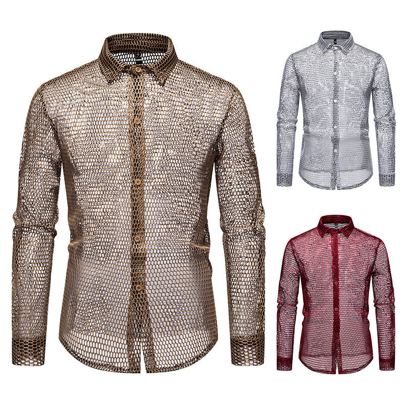 Herren Hemd Mesh atmungsaktiv Modern Designer