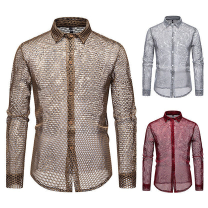 Herren Hemd Mesh atmungsaktiv Modern Designer