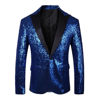 Herren Blazer Glänzend Pailletten Abendjacke Glamour