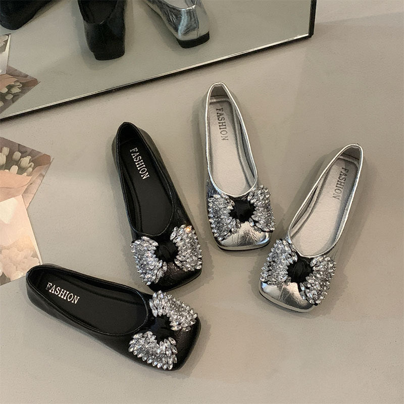 Damen Ballerinas Elegant mit Strasssteinen Glitzer