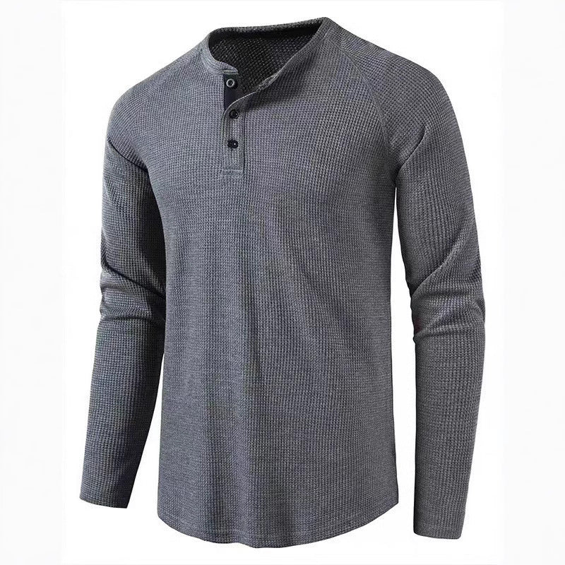 Herren Baumwollshirt Langarm Strukturiert Modern