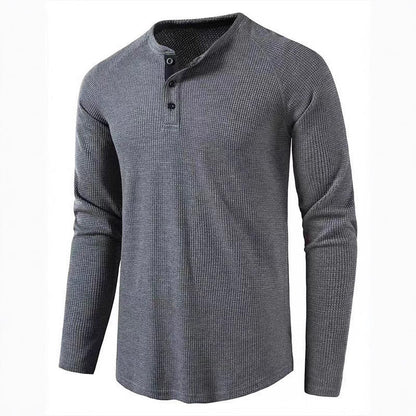 Herren Baumwollshirt Langarm Strukturiert Modern