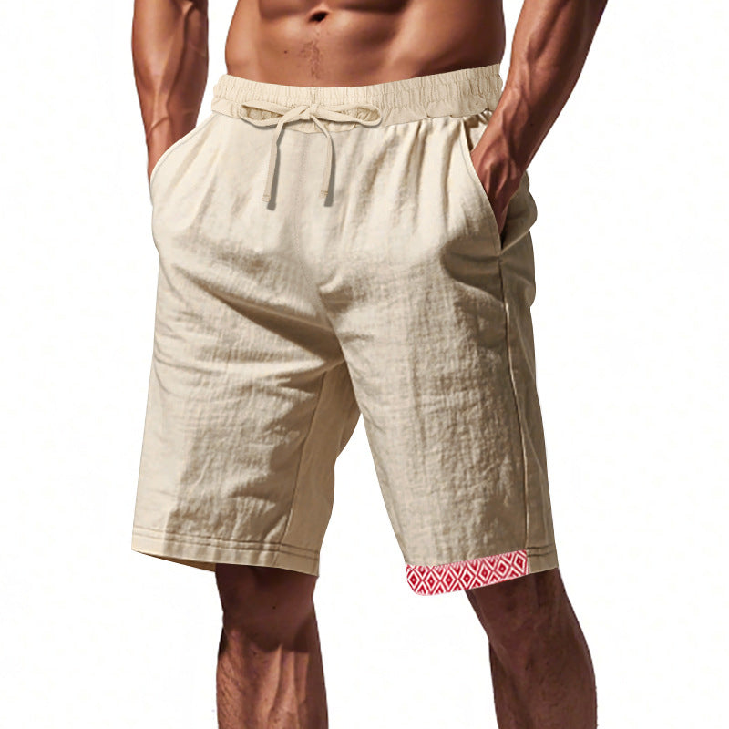 Herren Strandshorts Leinen Bequem Elastisch