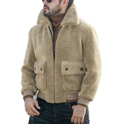 Herren Teddyjacke Kuschelig Mit Taschen Winter