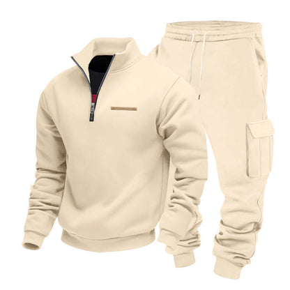 Herren Sportanzug Set Hochkragen Taschen Freizeit