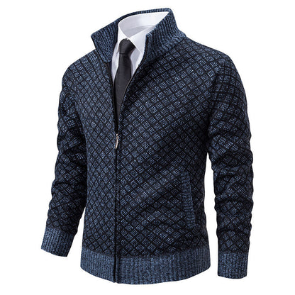 Herren Strickjacke Modisch Zopfmuster Reißverschluss