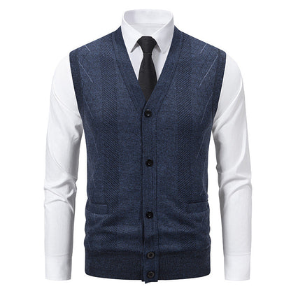Herren Strickjacke Klassisch V-Ausschnitt Zopfmuster