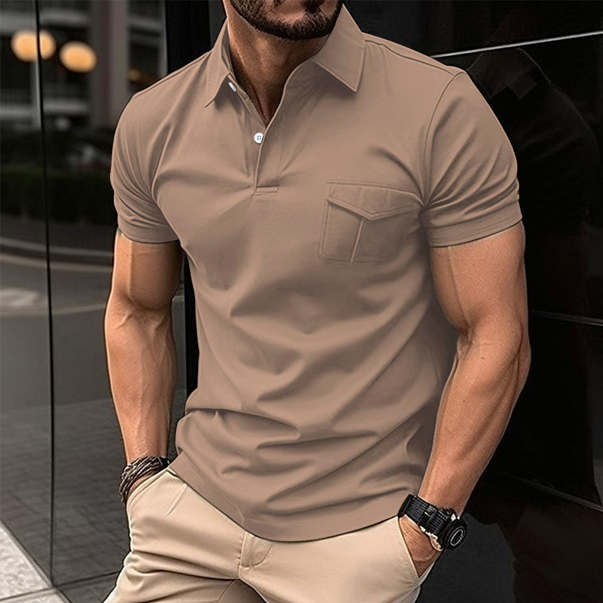Herren Poloshirt Modern Slimfit Brusttasche
