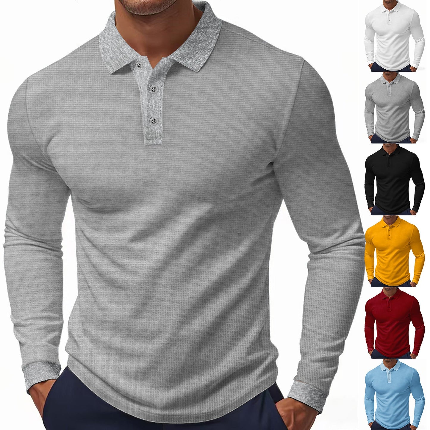 Herren Polohemd Langarm StrukturOptik Modern - BerlinGlamour