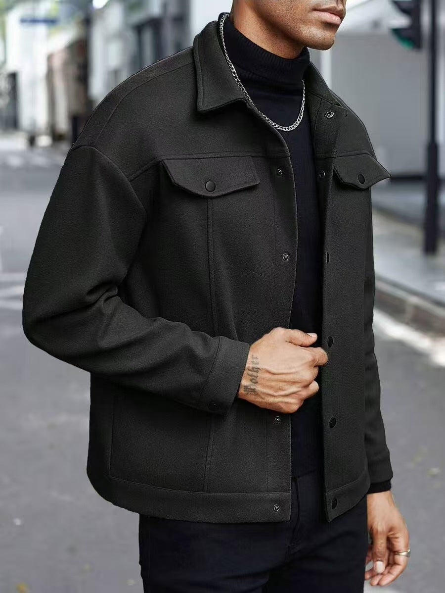 Herren Overshirt Jacke Stilvolle Herrenjacke Schwarz
