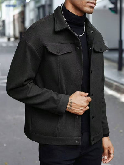 Herren Overshirt Jacke Stilvolle Herrenjacke Schwarz