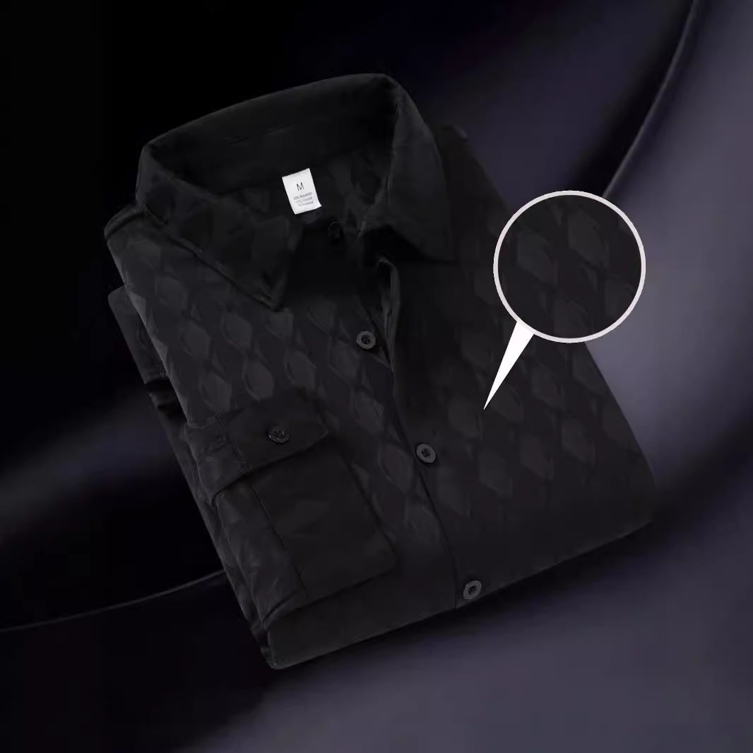 Herren Hemd Modern mit Struktur Muster Hochwertig Elegant