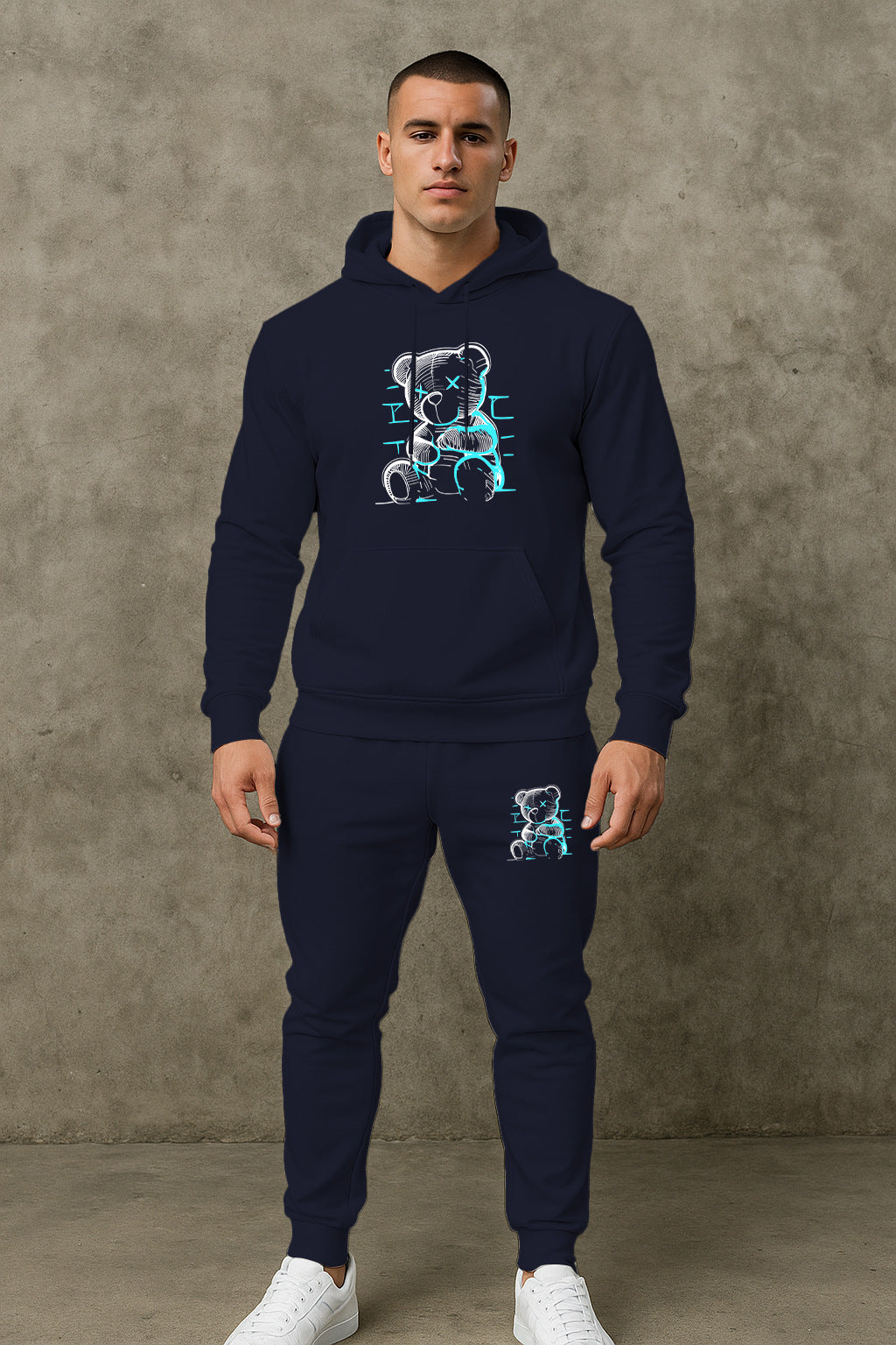 Herren Hoodie Set mit Jogginghose Trendig Grafikdruck Berlin Style