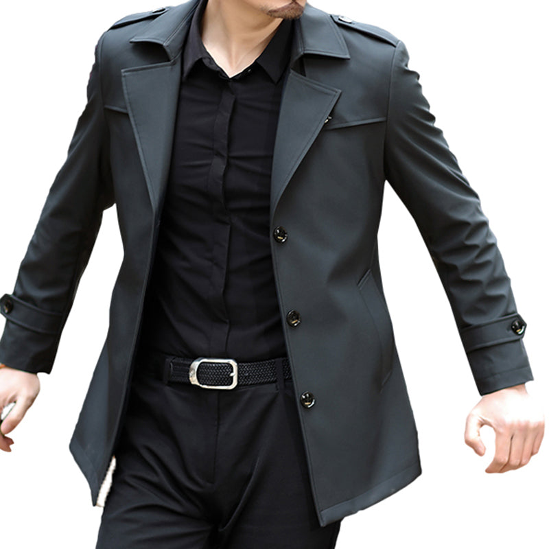 Herren Trenchcoat Jacke Elegante Modern Schnitt