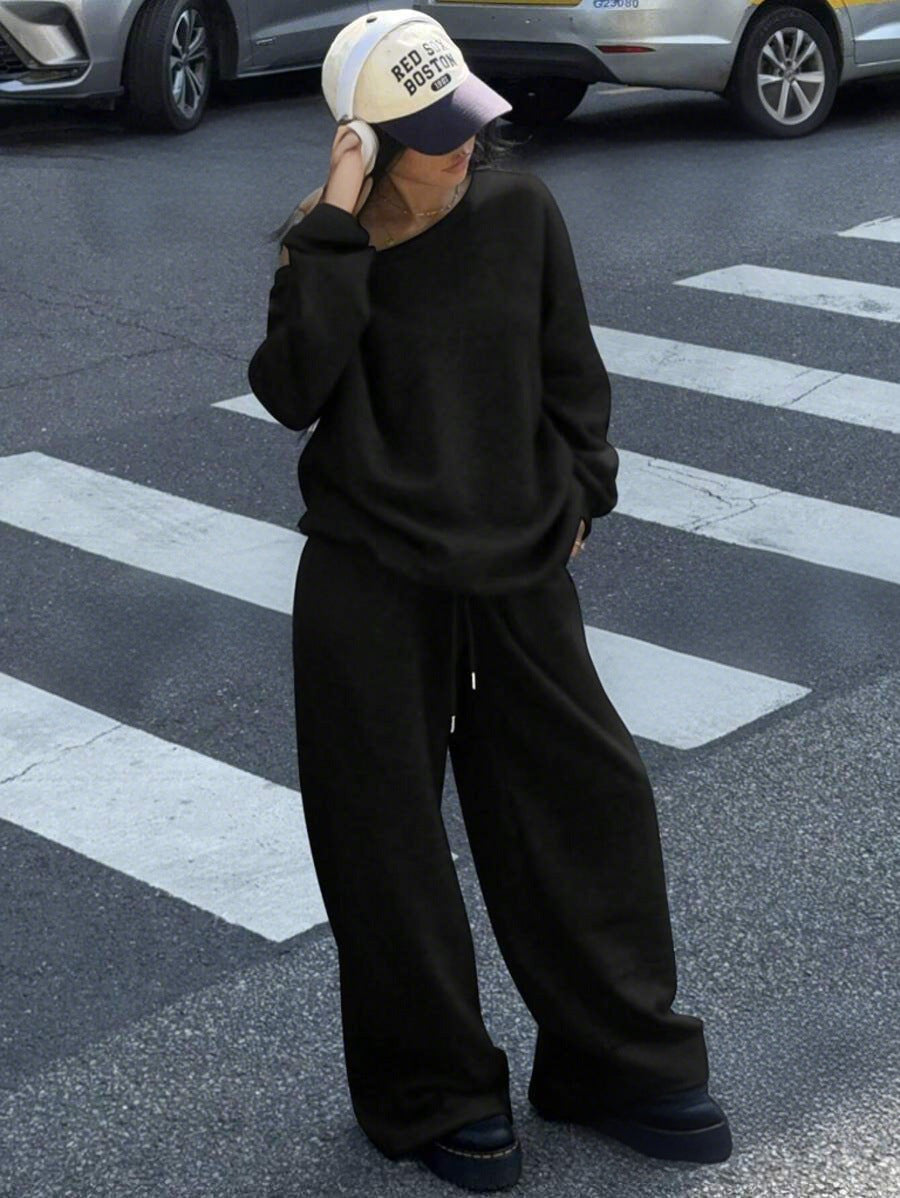 Damen Oversized Sweatanzug Bequem Atmungsaktiv Damenmode