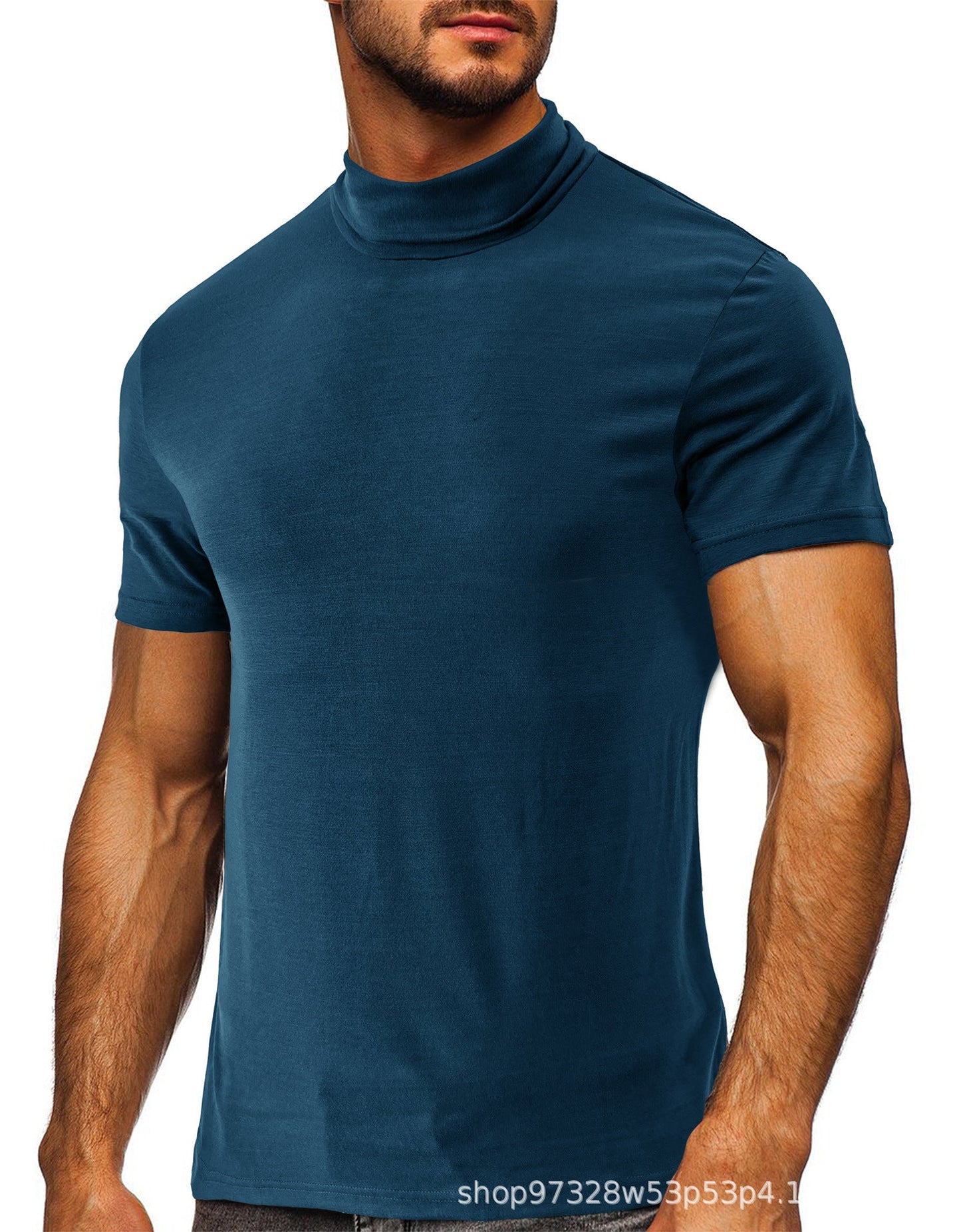 Herren T-Shirt Kurzarm Modern mit Rollkragen Trendy