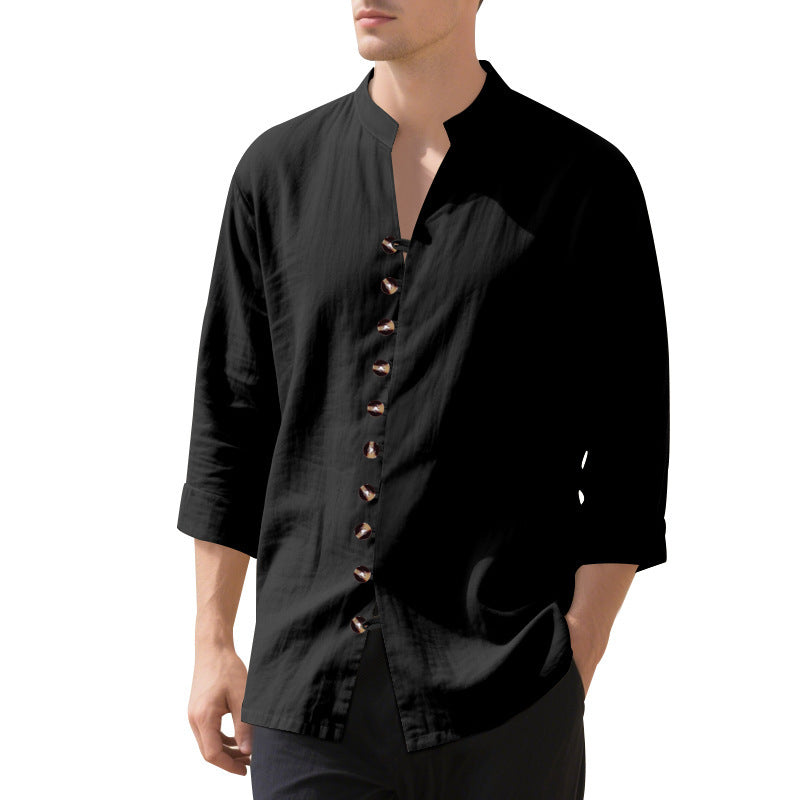Herren Hemd Stehkragen Elegantes Business Hemd