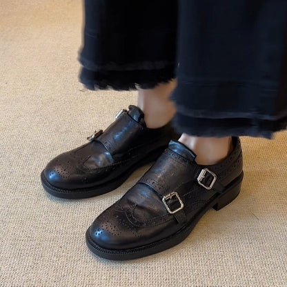Damen Schnürschuhe Elegant Brogue Stil Schuhe mit Doppelriemen