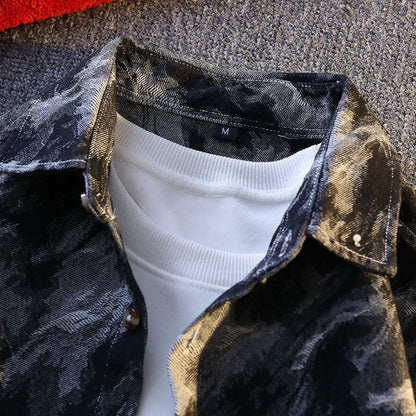 Herren Denim-Jacke Camouflage Modern Lässig
