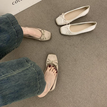 Damen Ballerinas Klassisch mit Schleife Flexibel