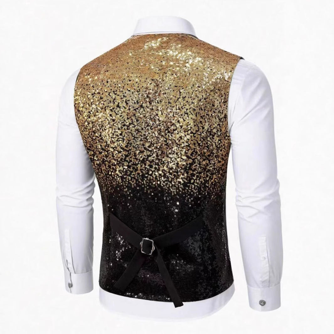 Herren Paillettenweste Glitzernd Elegant Farbverlauf