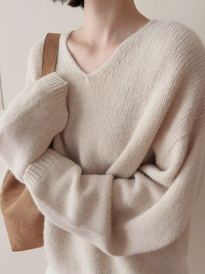 Eleganter V-Ausschnitt Pullover Damen Luxus Qualität