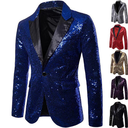 Herren Blazer Glitzer Pailletten Elegant