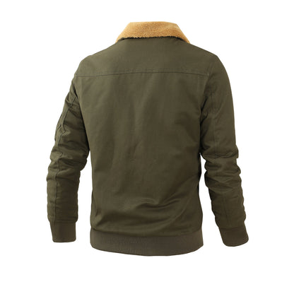 Herren Militärjacke Lässig Teddyfutter Warm