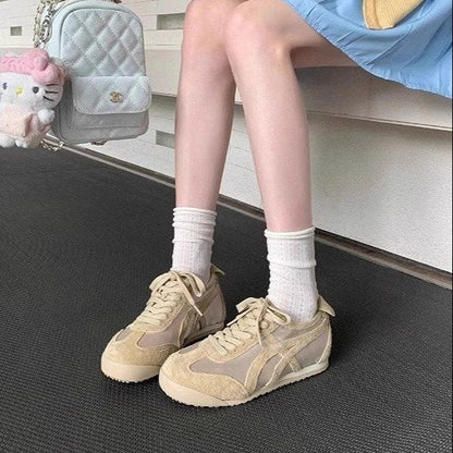Damen Sneaker Weiches Veloursleder Schnürschuhe Frauen