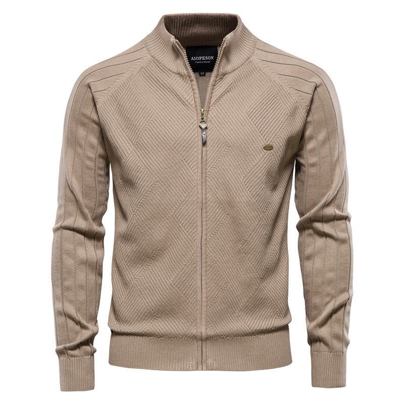Herren Strickjacke Stehkragen Modern Schmal
