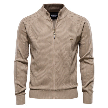 Herren Strickjacke Stehkragen Modern Schmal