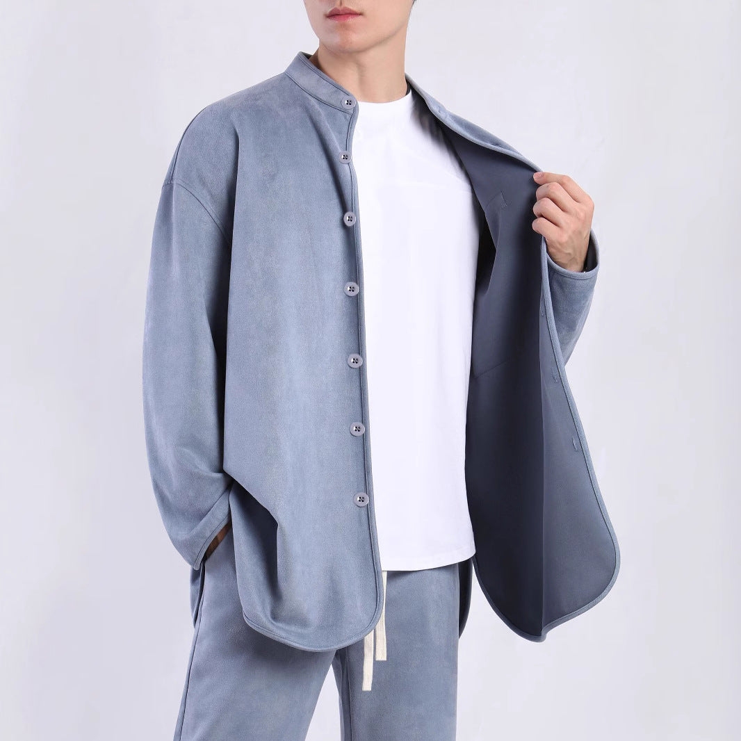 Herren Überhemdjacke Modern mit Brusttasche Stehkragen - BerlinGlamour