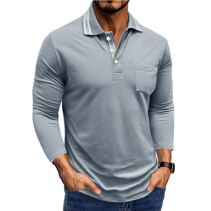 Herren Poloshirt Langarm Elegant Modern mit Details