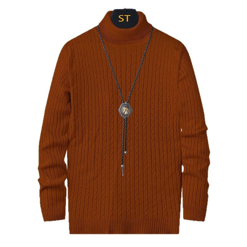 Herren Pullover Rollkragen Strick Zopfmuster Modern