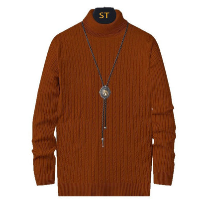 Herren Pullover Rollkragen Strick Zopfmuster Modern