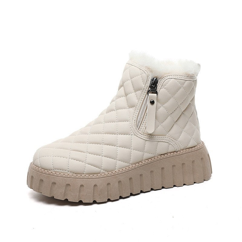 Damen Winterstiefel High-Top Weich Innenfutter Reißverschluss Schwarz - BerlinGlamour