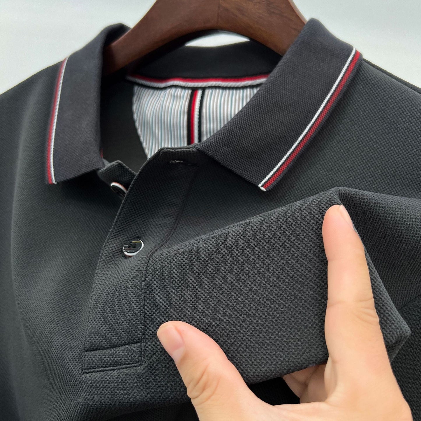 Herren Polo Langarm Moderner Kragen Stylisch Elegant