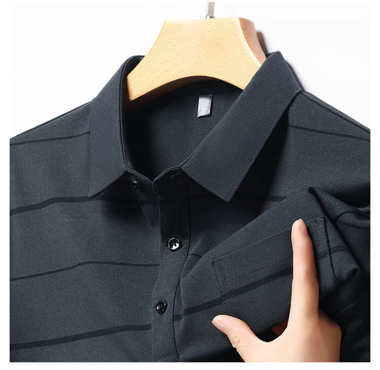 Herren Poloshirt Kurzarm Streifenmuster Elegant Modern