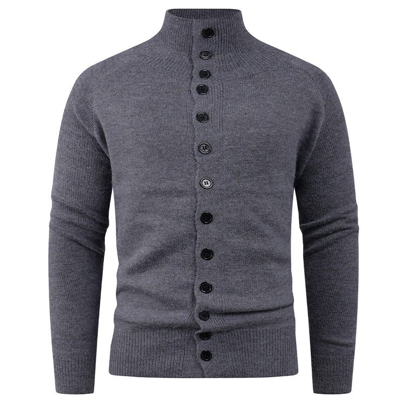 Herren Strickjacke Stehkragen Knopfverschluss Modern