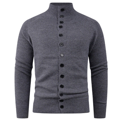 Herren Strickjacke Stehkragen Knopfverschluss Modern