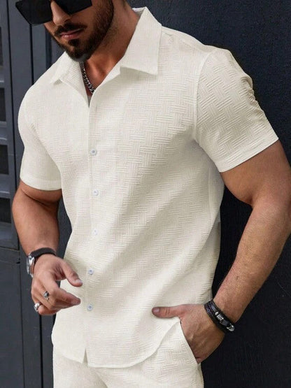 Männer Kurzarm Hemd Strukturiert Modern Berlin Style