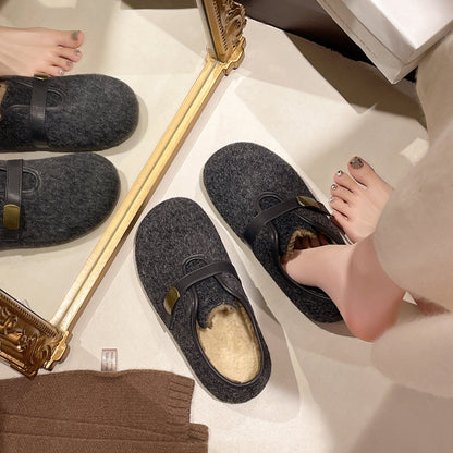 Damen Hausschuhe Weich Plüsch Warm mit Riemen Modern