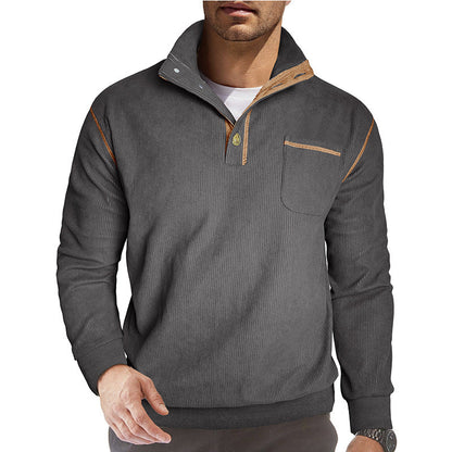 Herren Pullover Stehkragen mit Brusttasche Bequem
