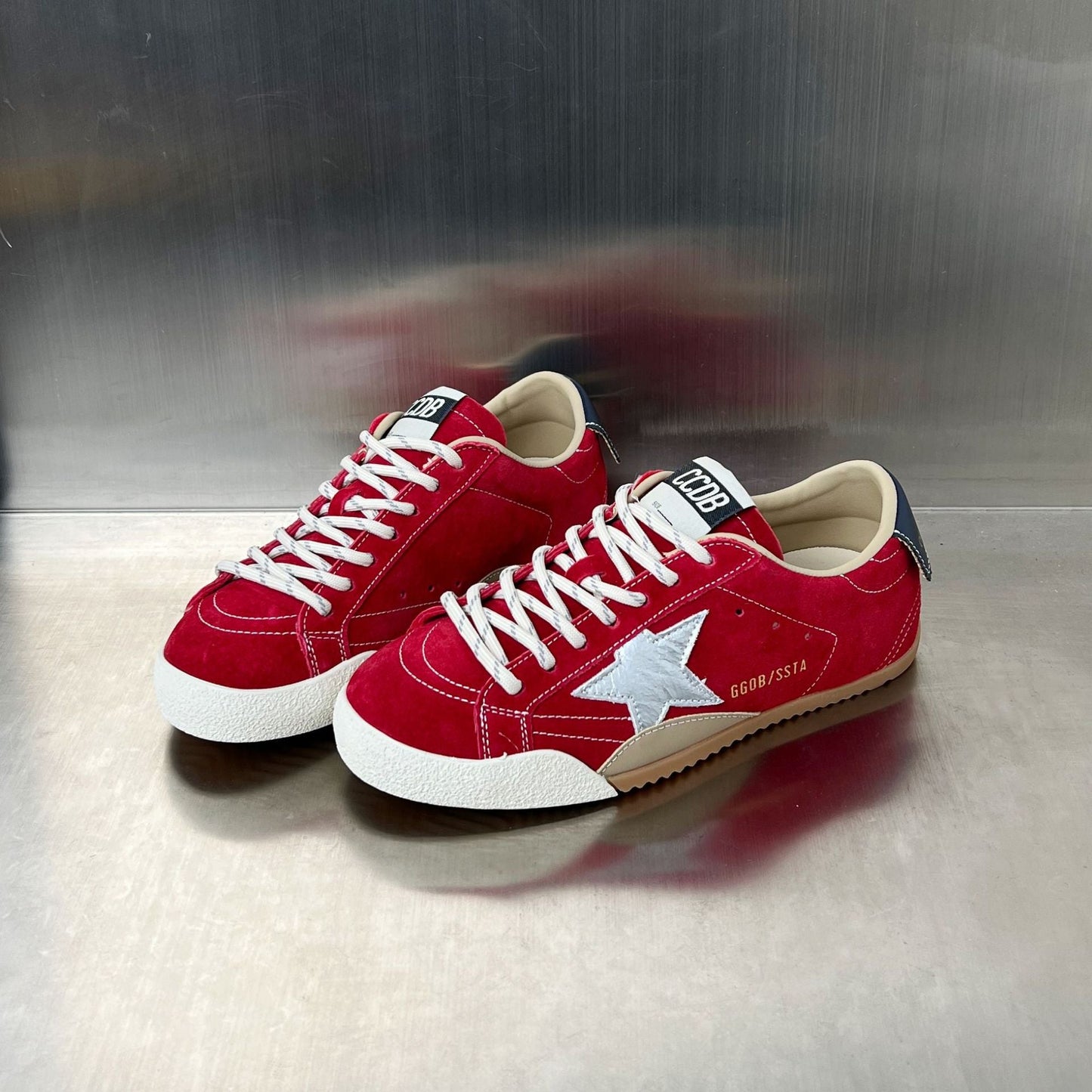 Damen Sneaker Veloursleder Bequem Reflektierend